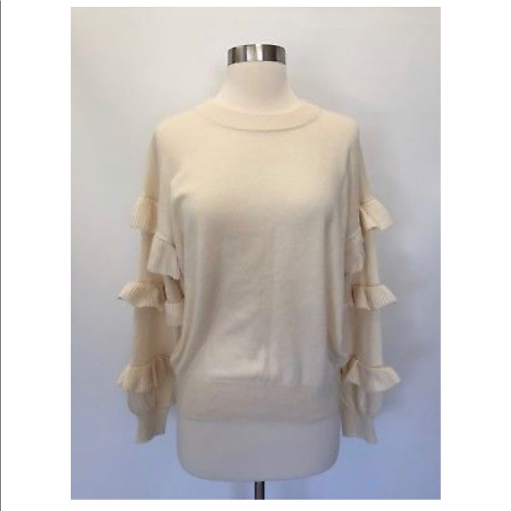 J. Crew Cream Ruffle Sweater - Picture 1 of 4